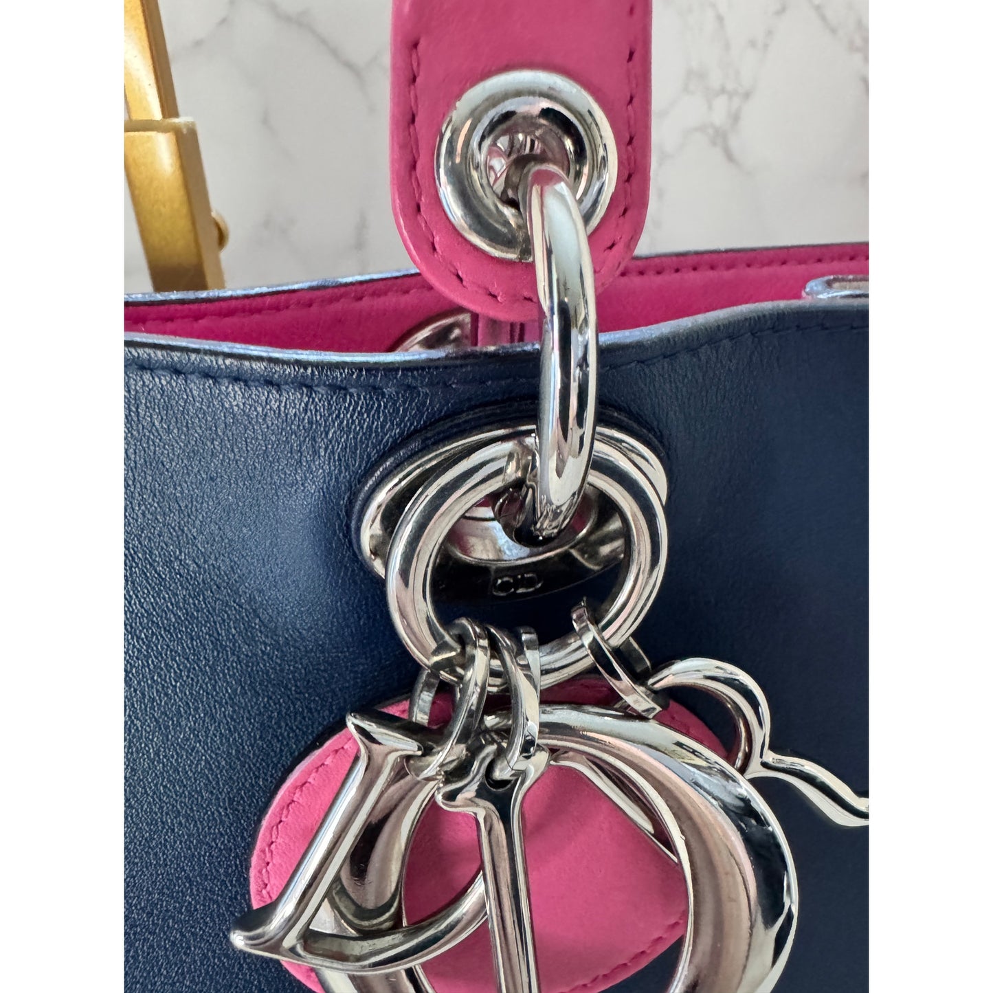 Christian Dior Diorissimo Bag with Strap Blue/Pink