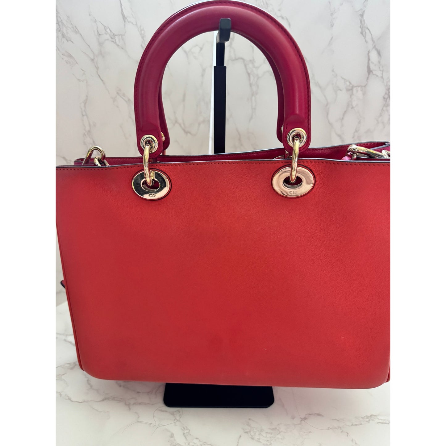 Christian Dior Diorissimo Tote Bag with Shoulder Strap Orange/Pink