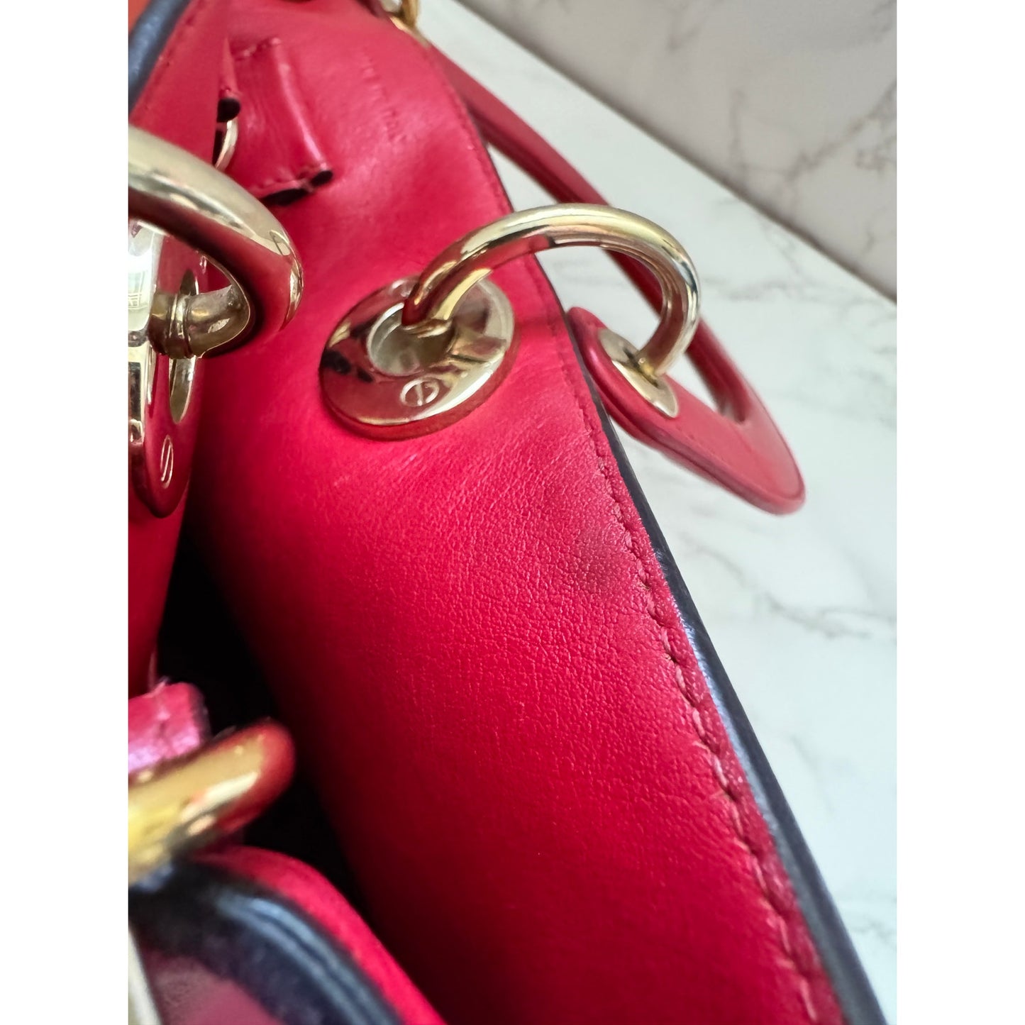 Christian Dior Diorissimo Tote Bag with Shoulder Strap Orange/Pink