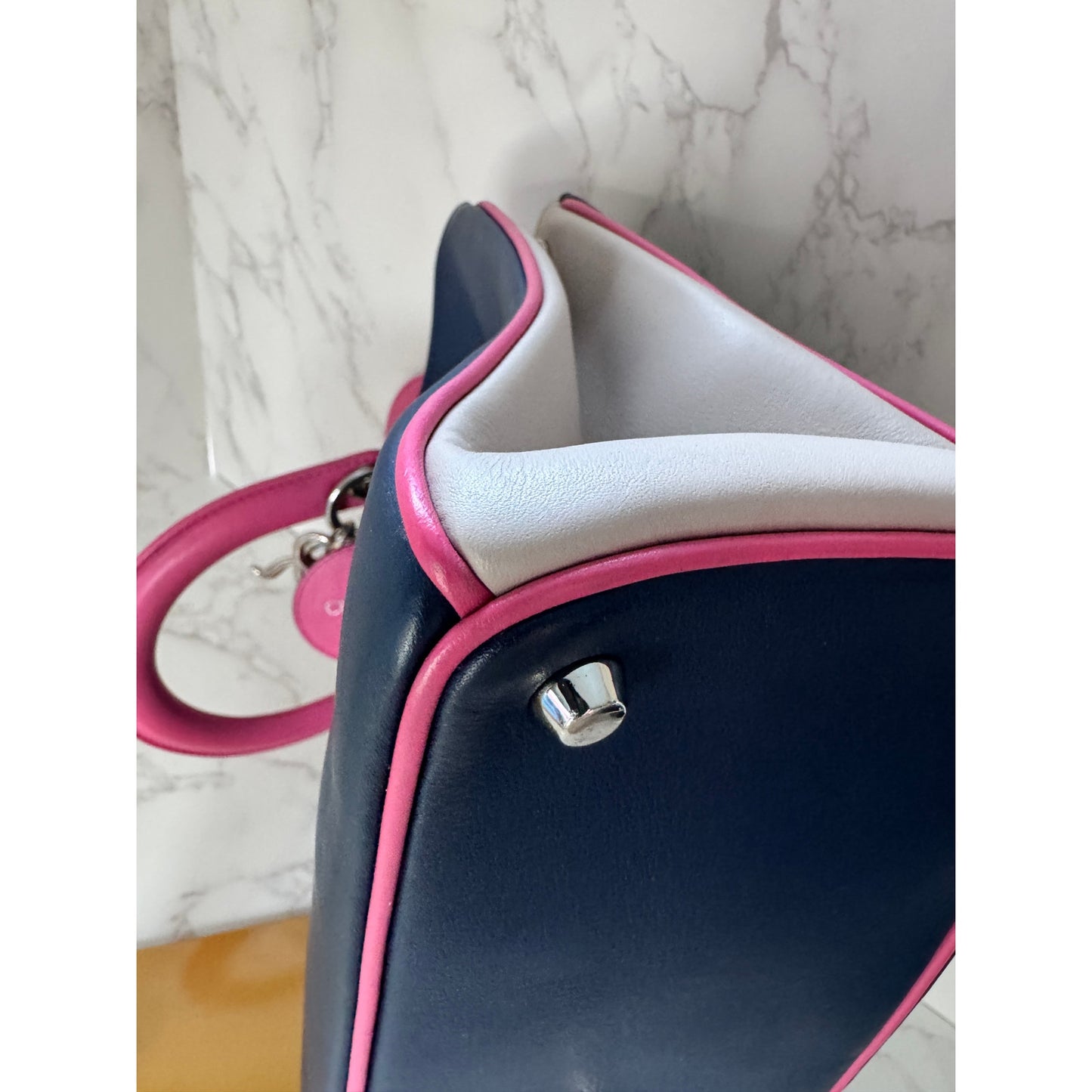 Christian Dior Diorissimo Bag with Strap Blue/Pink