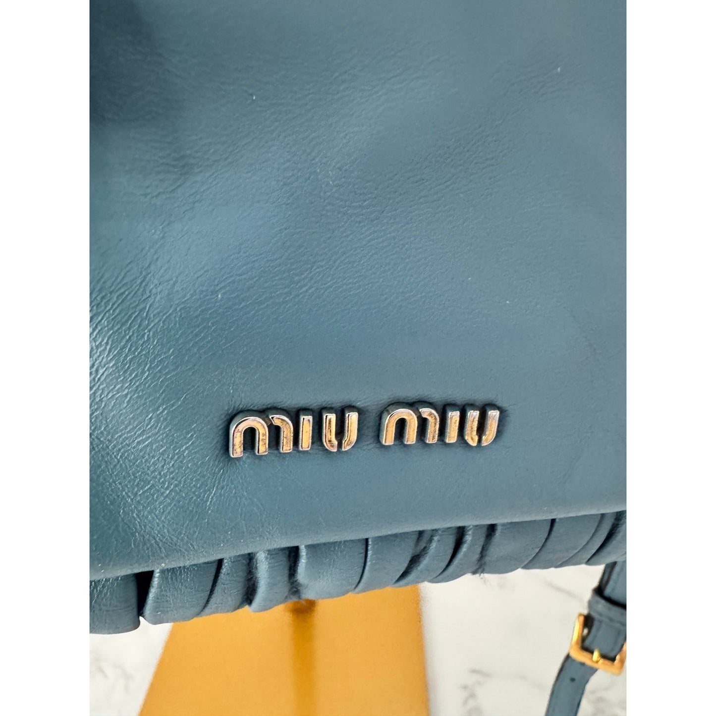 Miu Miu Matelasse Light Blue Flap Top Handle Bag