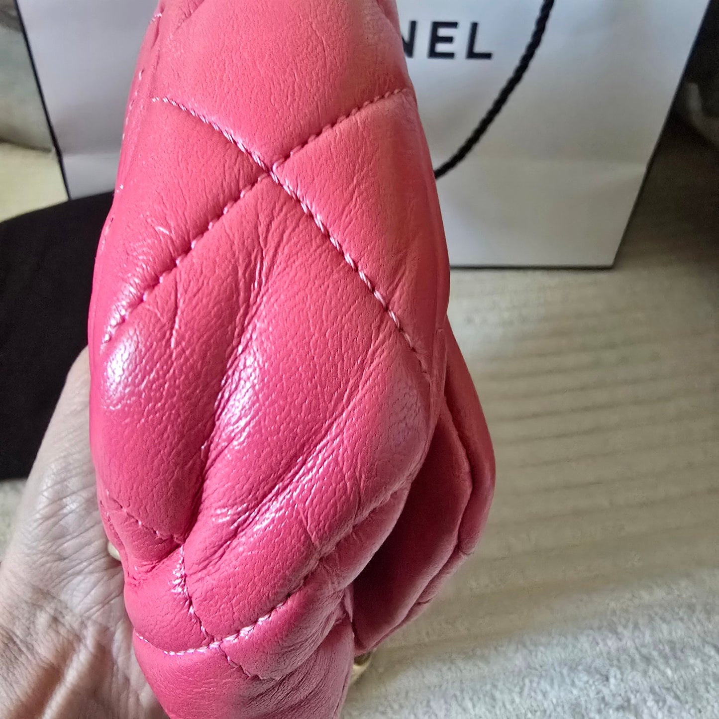 Chanel 19 Pink Quilted Lambskin Leather Waist Bag