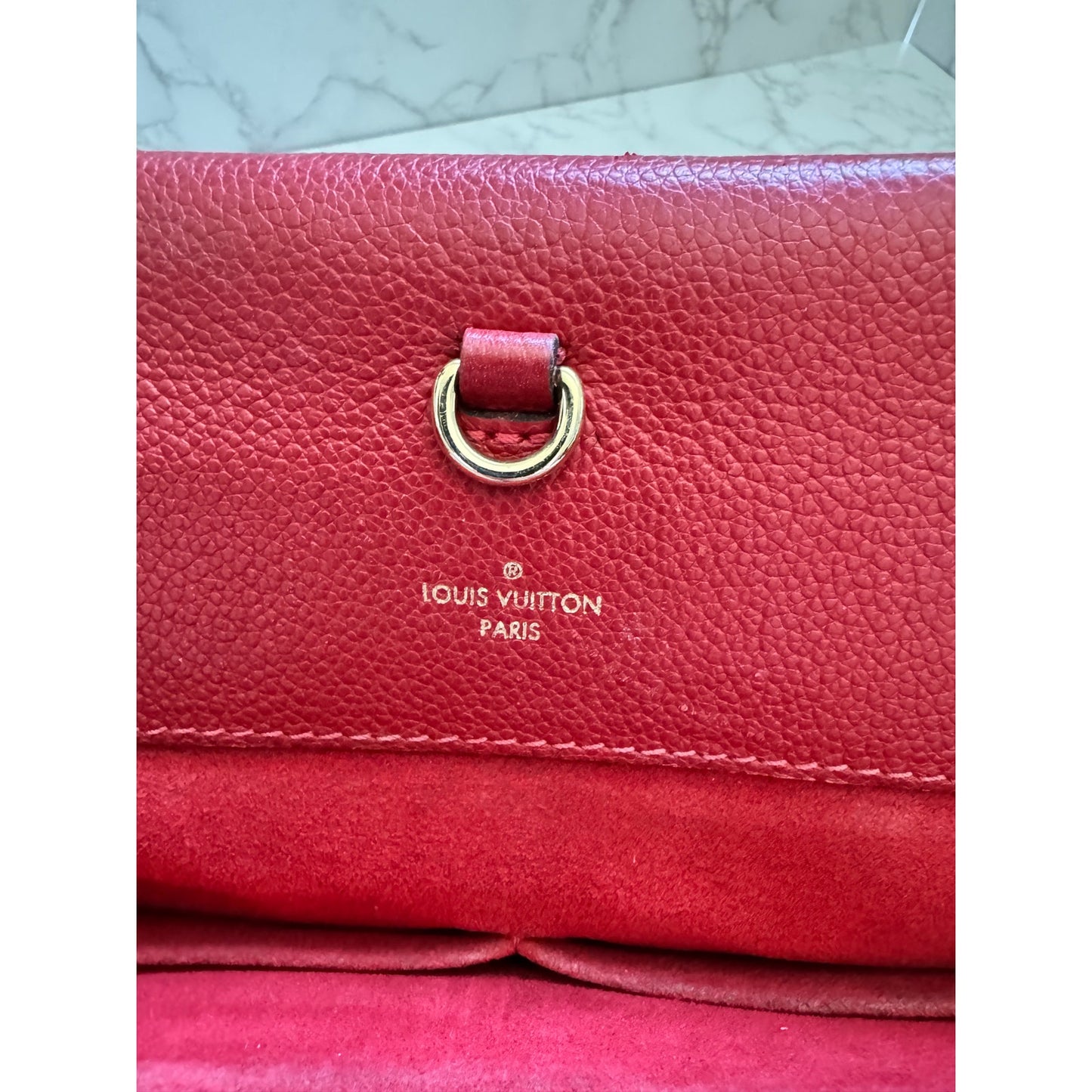 Louis Vuitton Venus Monogram Handbag with Red Cerise Leather Trim