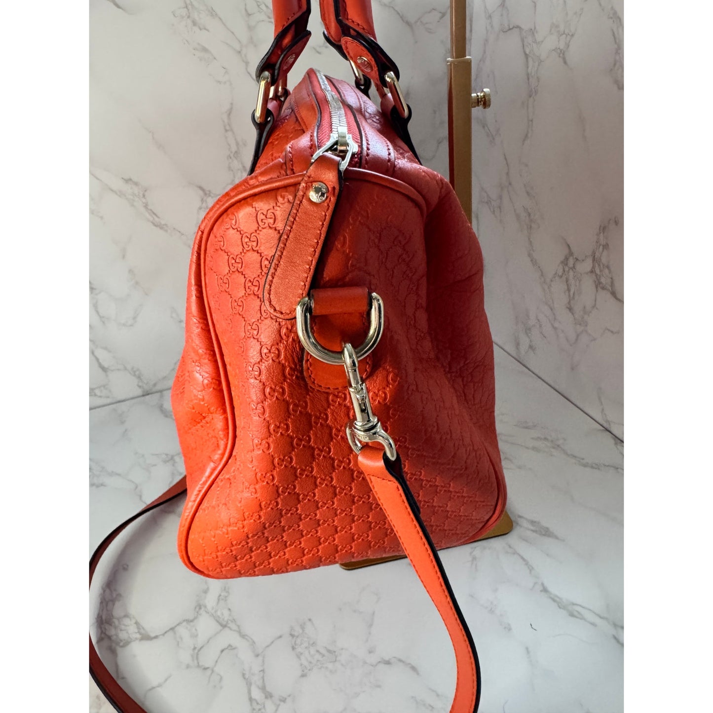 Gucci Microguccissima Boston Bag Orange Medium Size