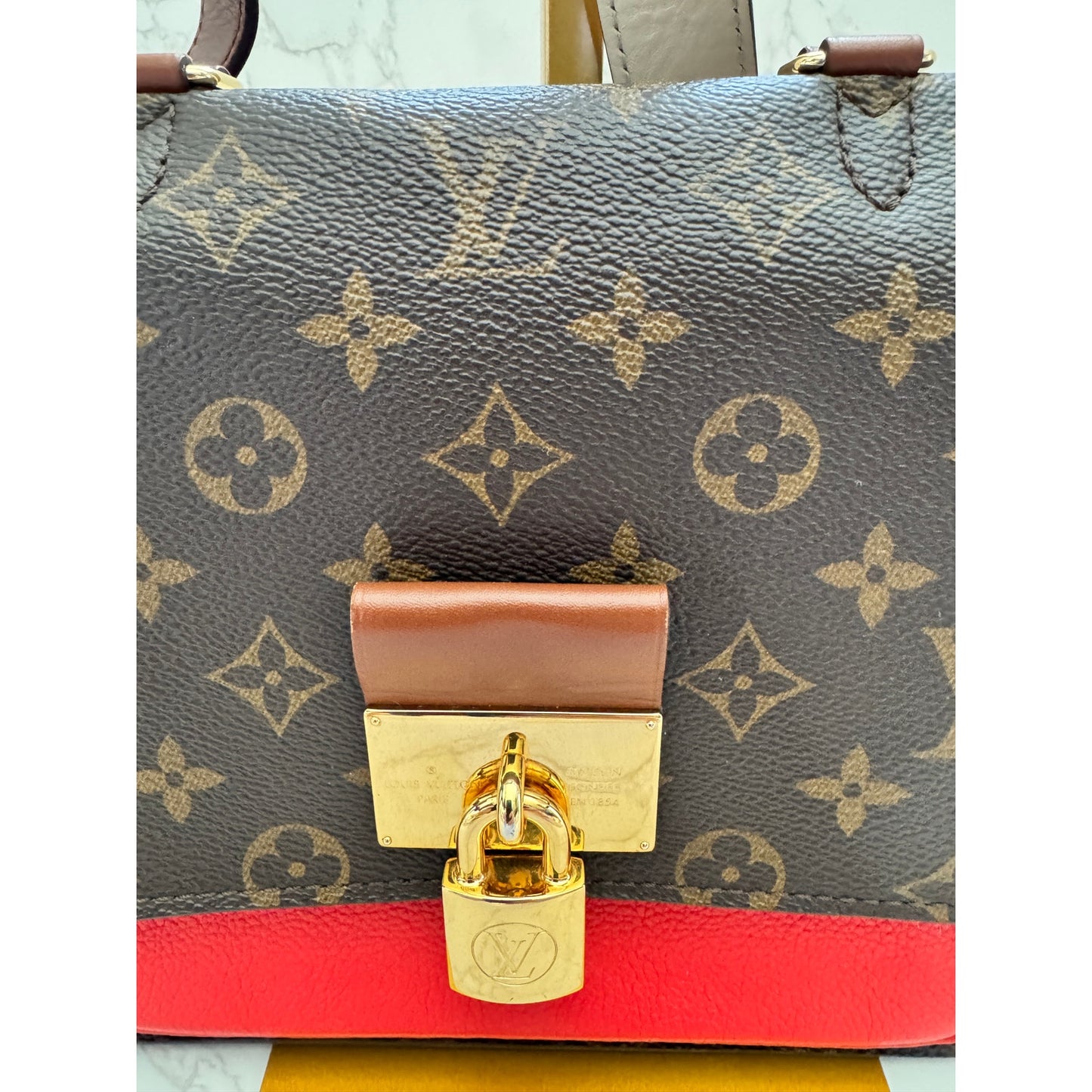 Louis Vuitton Monogram Vaugirard PM Brown Red Crossbody Bag