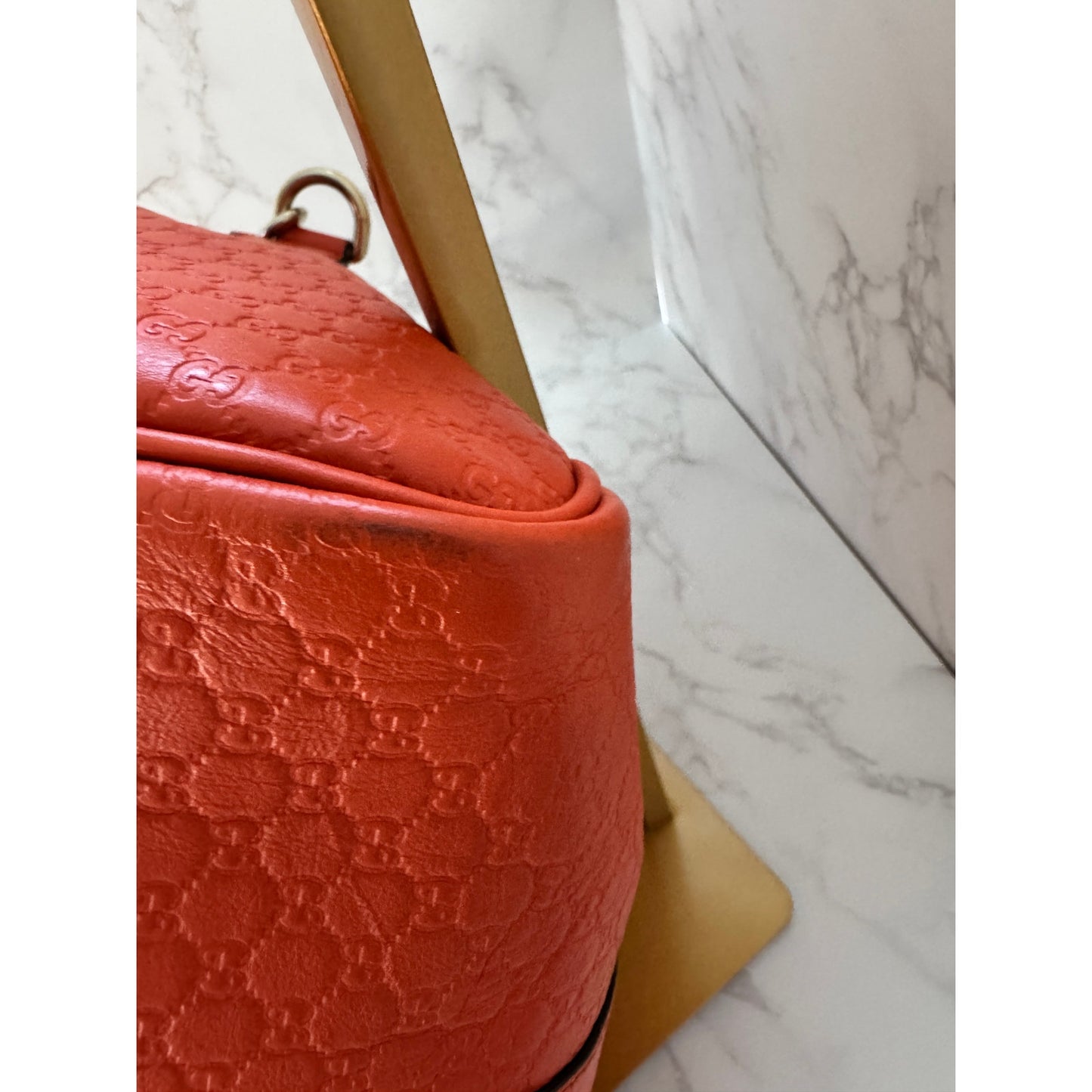 Gucci Microguccissima Boston Bag Orange Medium Size
