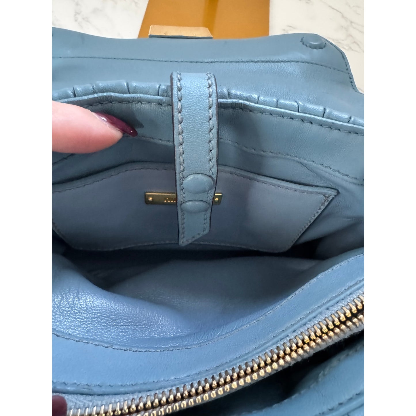 Miu Miu Matelasse Light Blue Flap Top Handle Bag