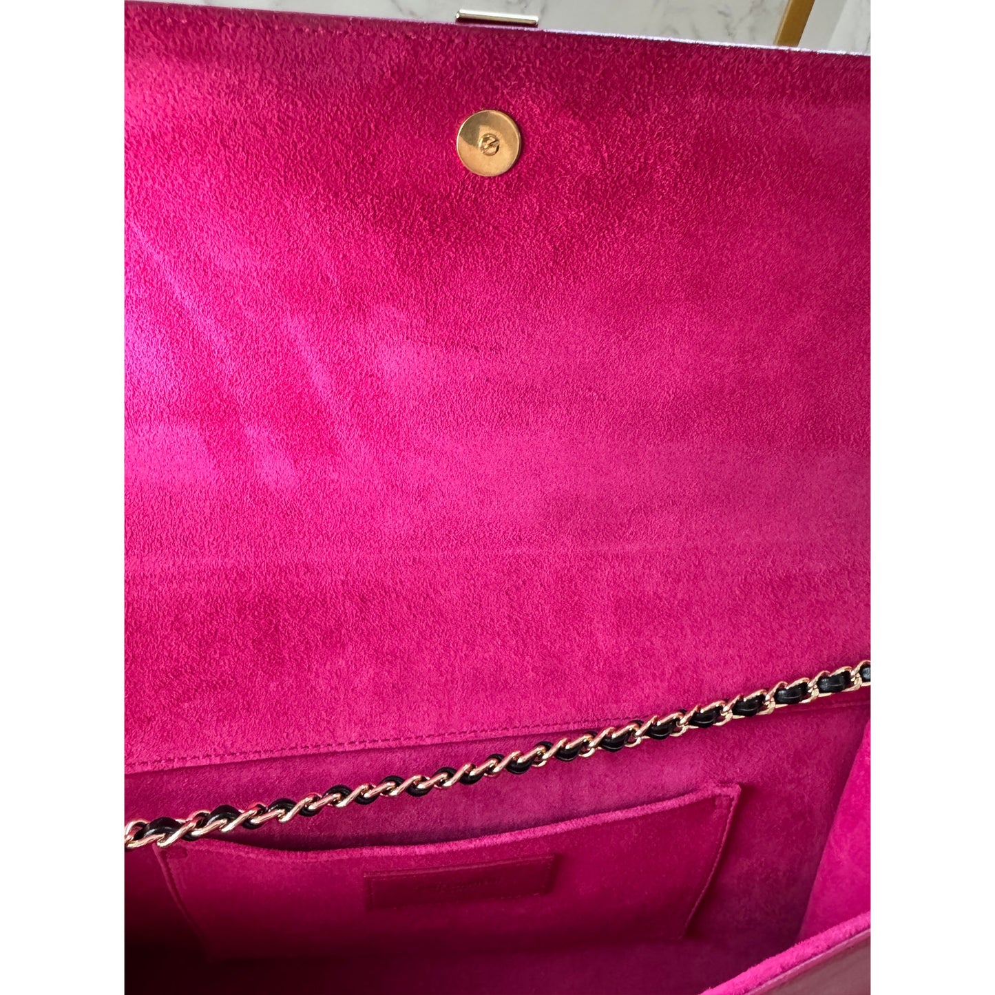 Saint Laurent Y Ligne Pink Leather Clutch