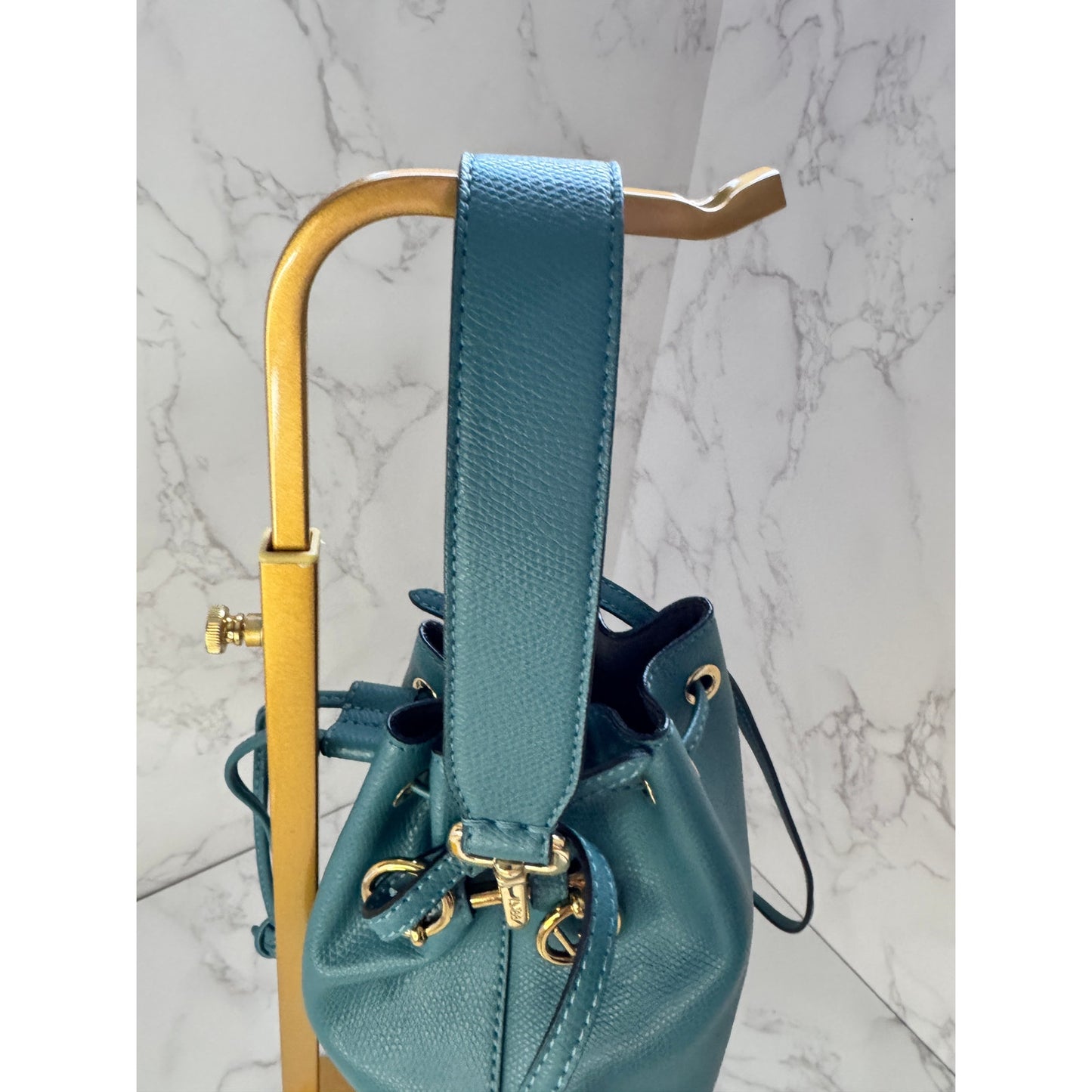 Fendi Mon Tresor Teal Leather Mini Bucket Bag