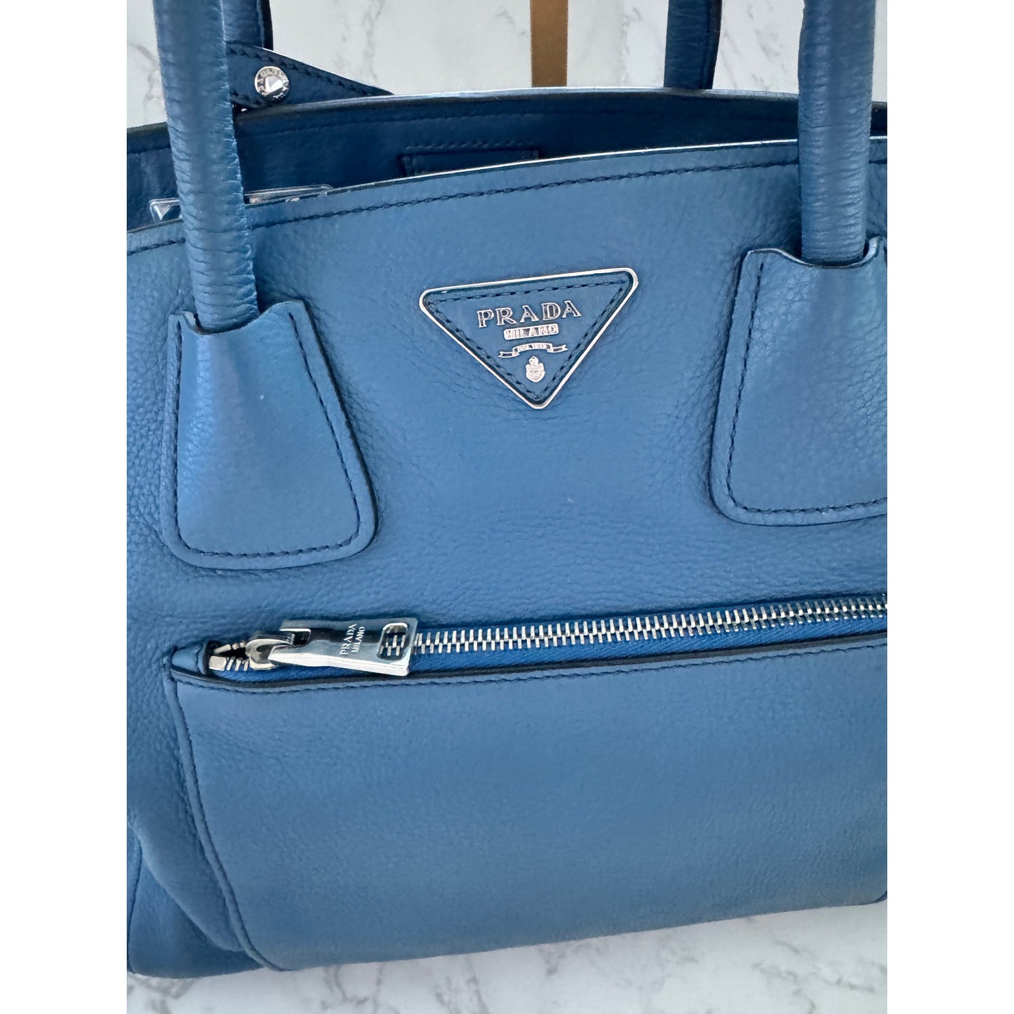 Prada Vitello Daino Front Pocket Tote