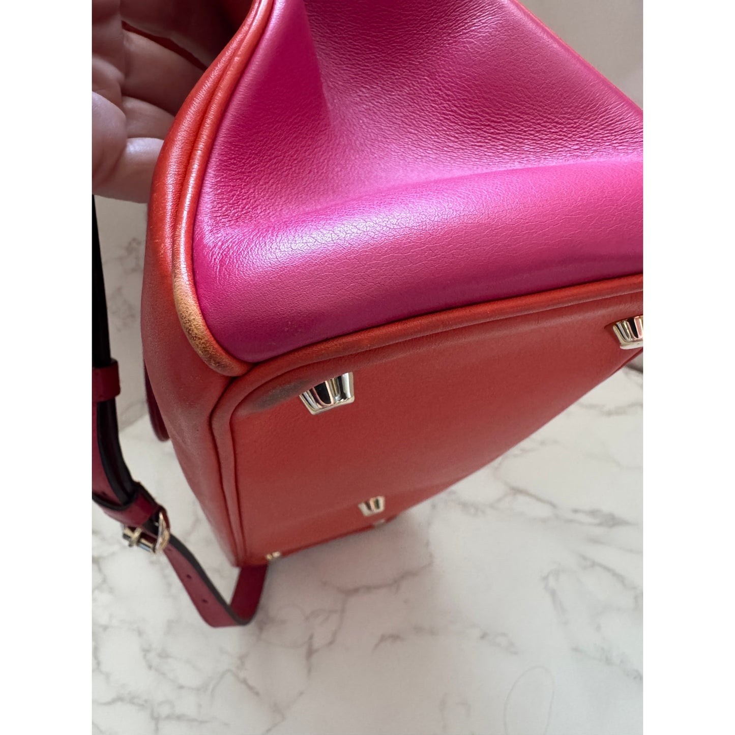 Christian Dior Diorissimo Tote Bag with Shoulder Strap Orange/Pink