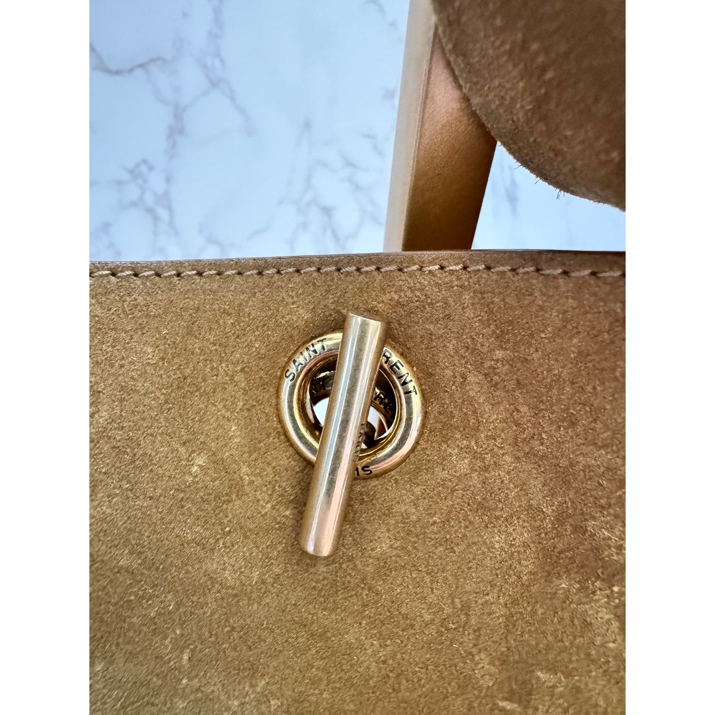 YSL Signature Tanger Bisquit Brown Suede