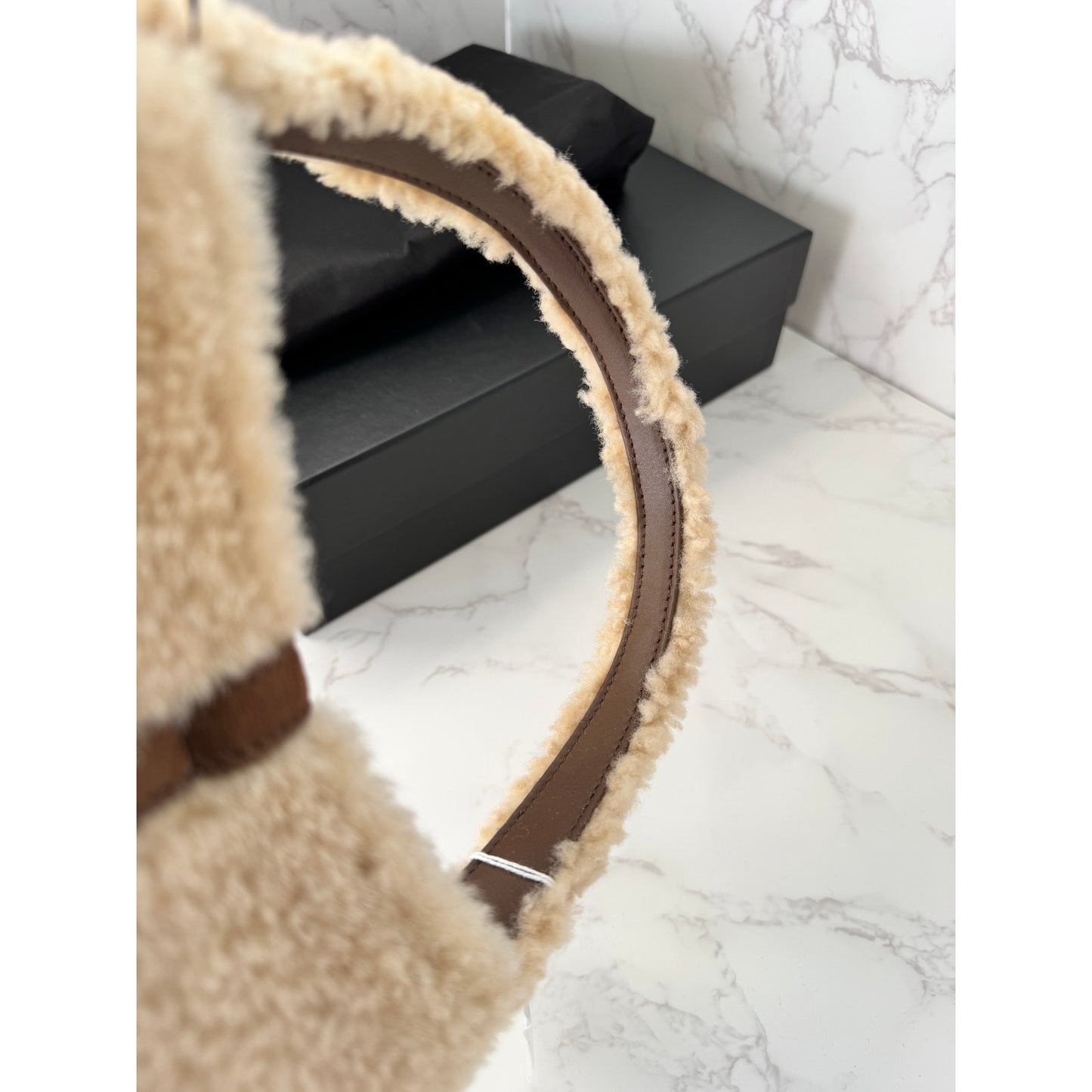 YSL Mini Le 5 A 7 Hobo Bag in Shearling & Dark Sigaro Leather