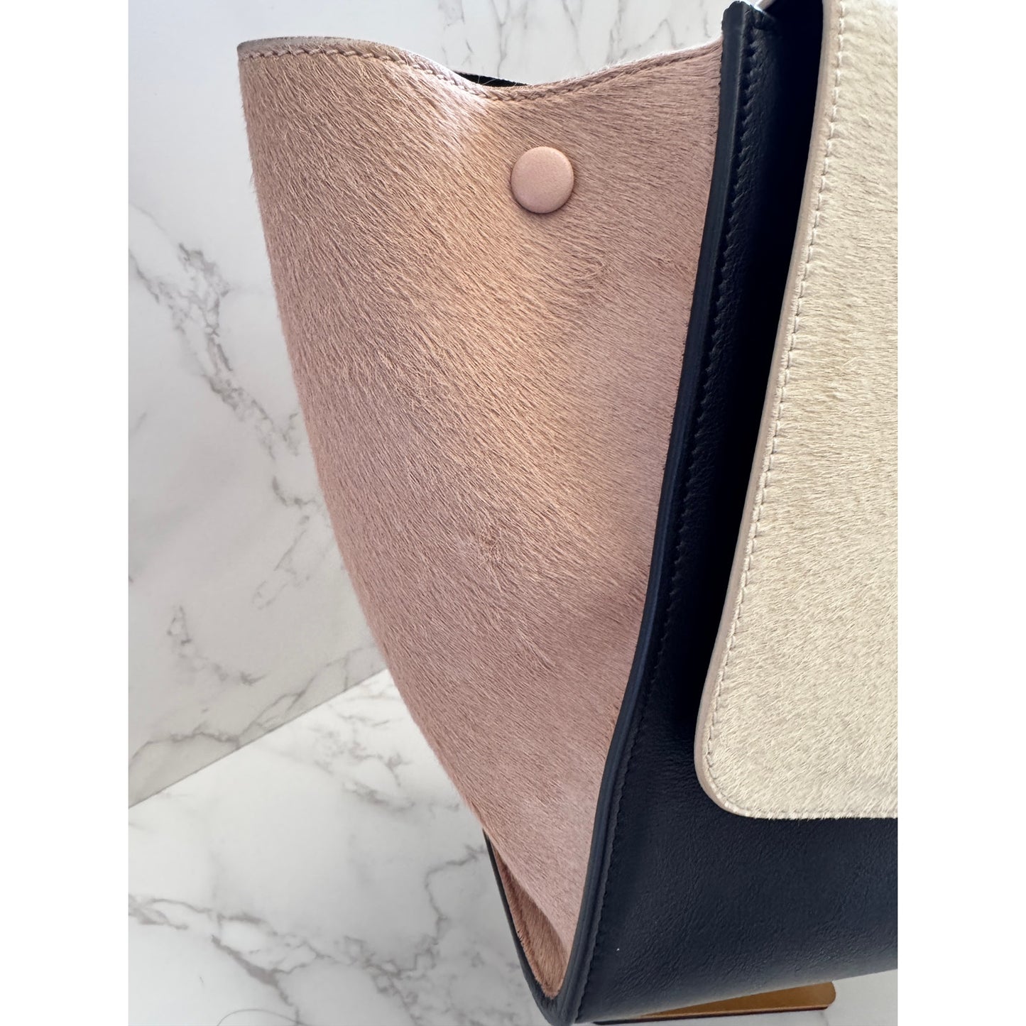 Celine Trapeze Top Handle Leather and Ponyhair Bag