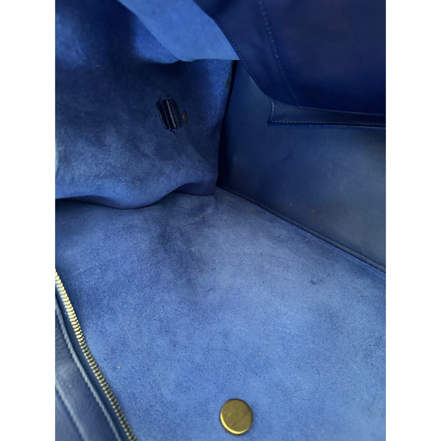YSL Saint Laurent Classic Y Cabas Chyc Satchel  Blue Leather