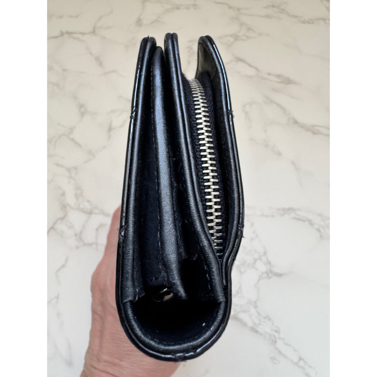 Chanel Black Quilted Patent Leather Wallet