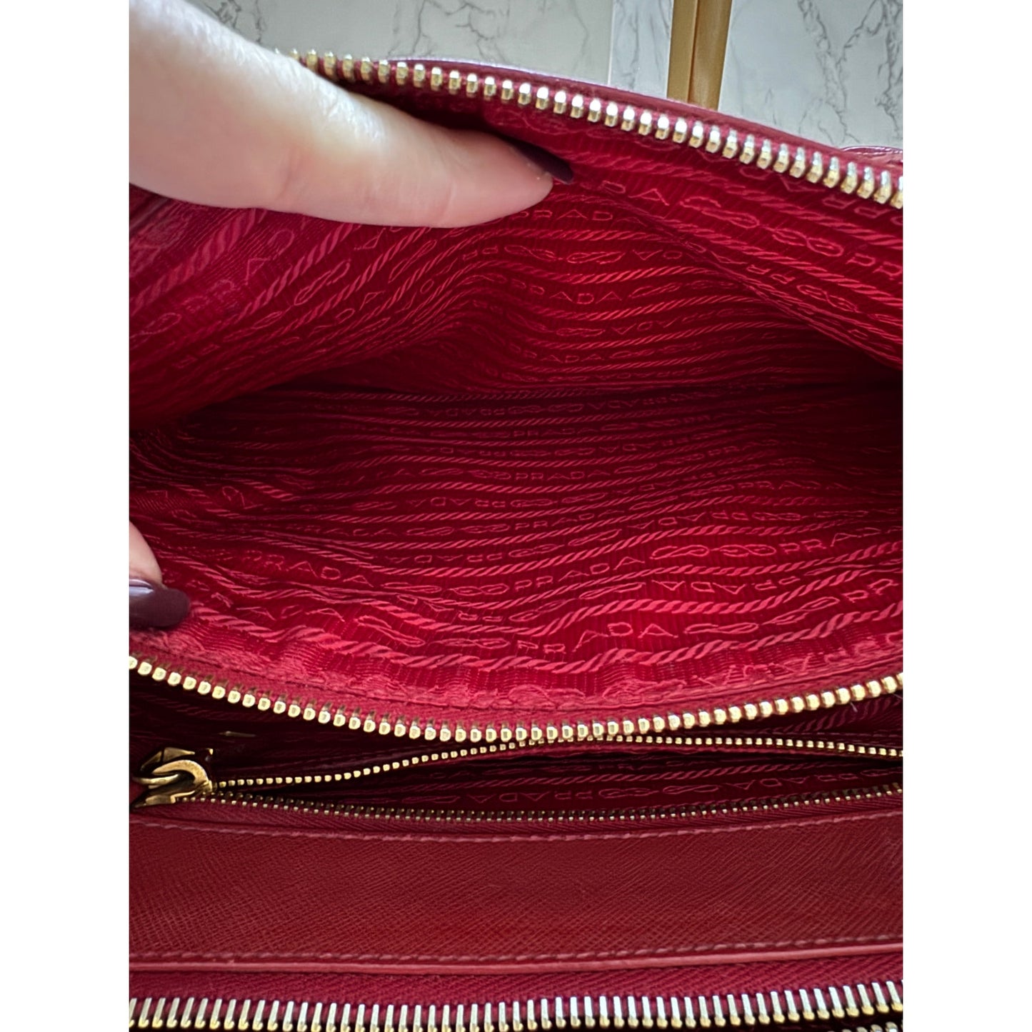 Prada Galleria Medium in Red Saffiano Leather