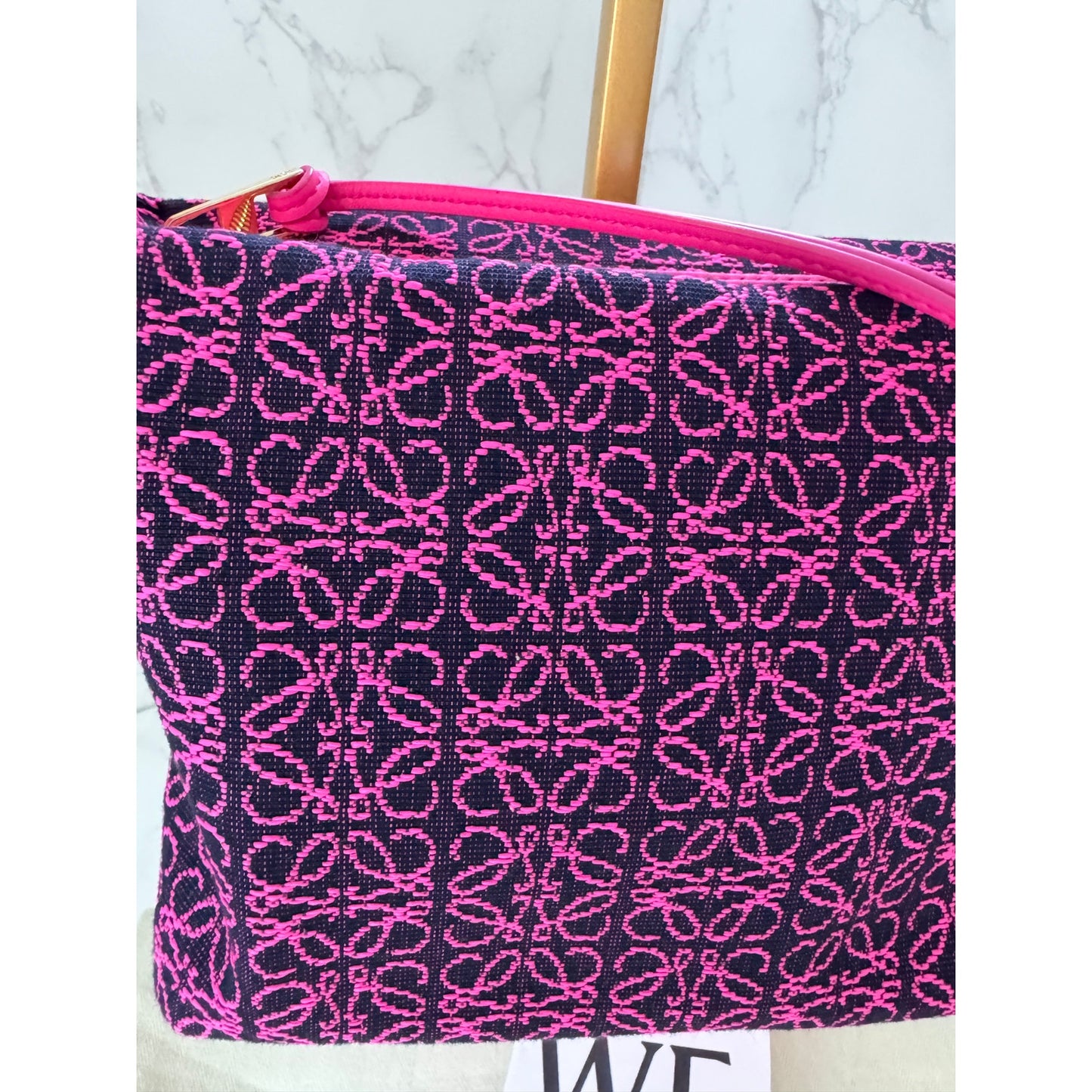 Loewe Jacquard Anagram Small Cubi Bag in Neon Pink & Black