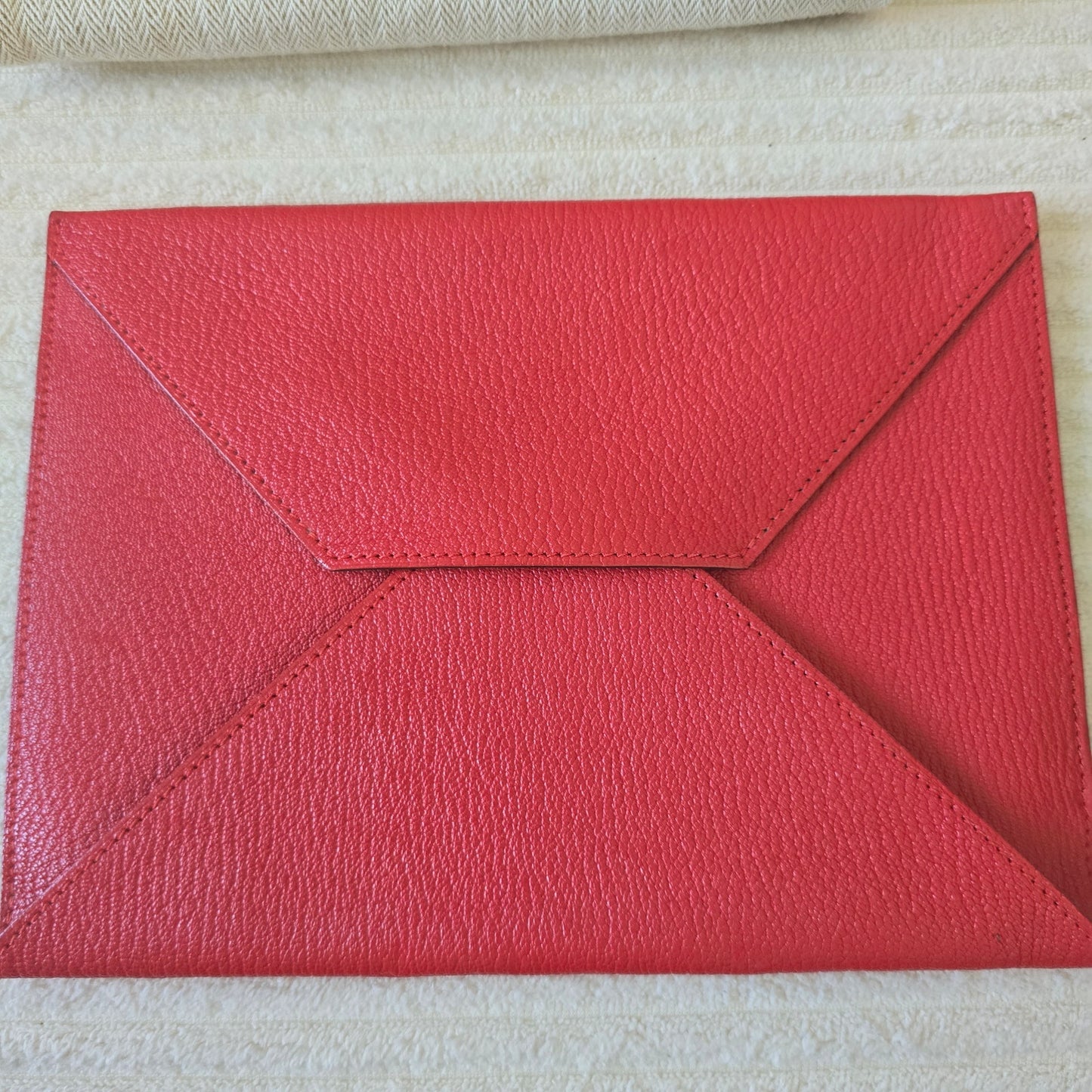 Hermès Envelope GM Leather Pouch Flat Clutch Bag Red
