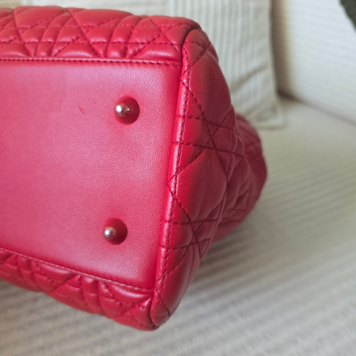 Christian Dior Large Dior Soft Cannage Red Lambskin Shopping Tote