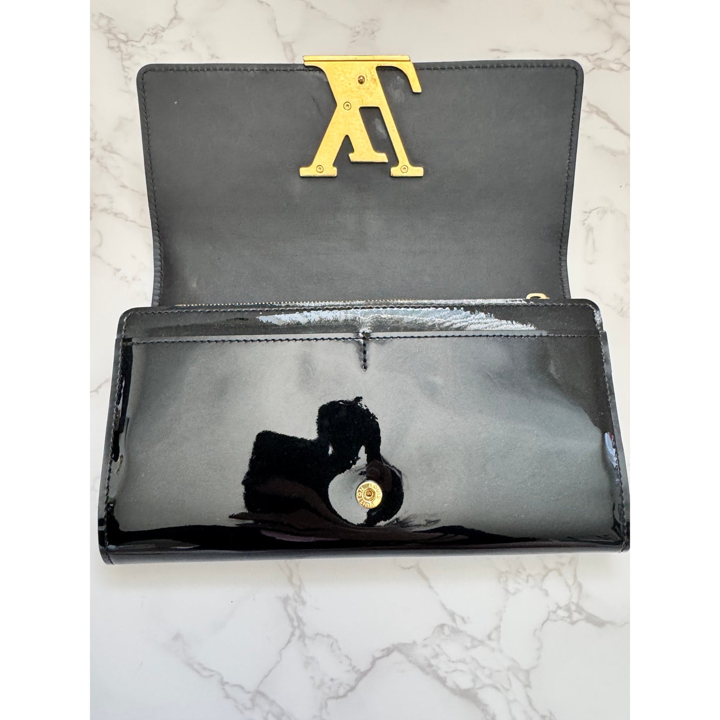 Louise Vuitton Louise Clutch in Black Vernis Patent Leather