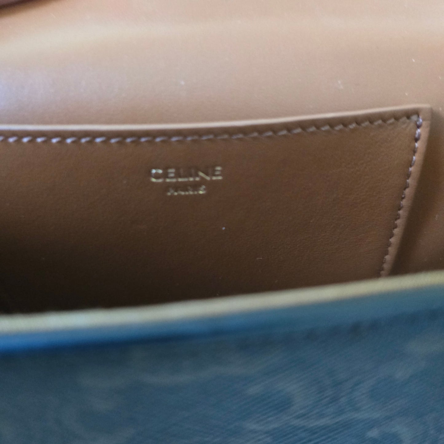 CELINE Triomphe Canvas & Calfskin Mini Tabou Clutch On Strap Bag