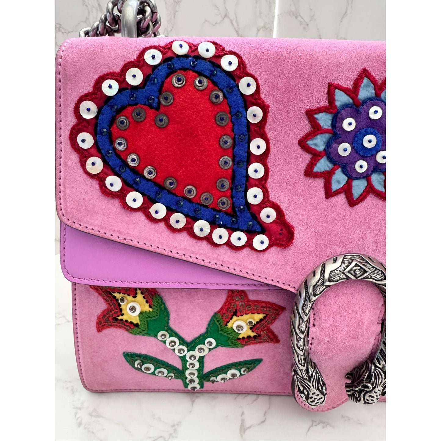 Gucci Dionysus Limited Edition With Embellished Pink Suede