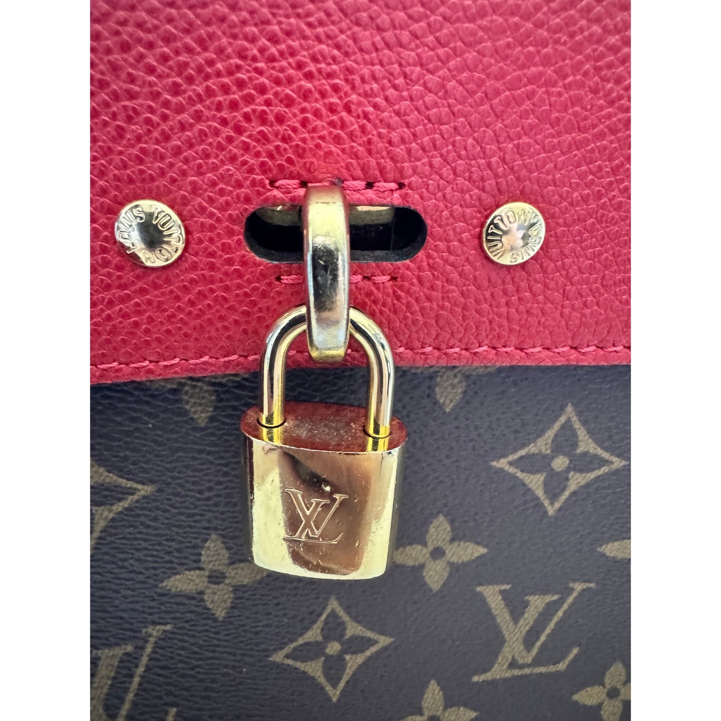 Louis Vuitton Venus Monogram Handbag with Red Cerise Leather Trim