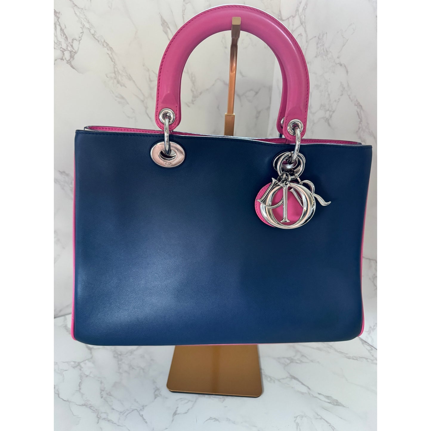 Christian Dior Diorissimo Bag with Strap Blue/Pink