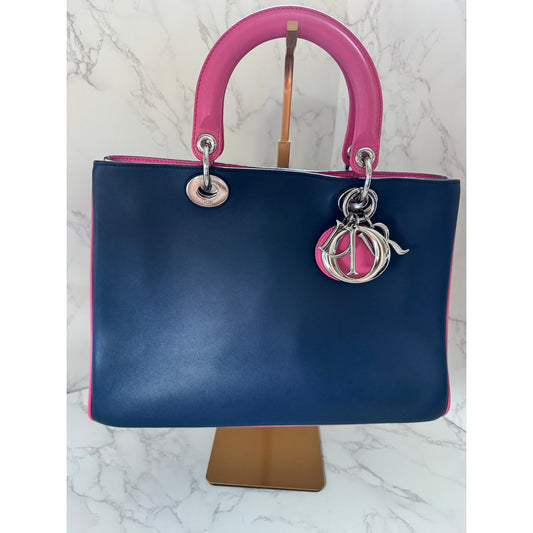 Christian Dior Diorissimo Bag with Strap Blue/Pink