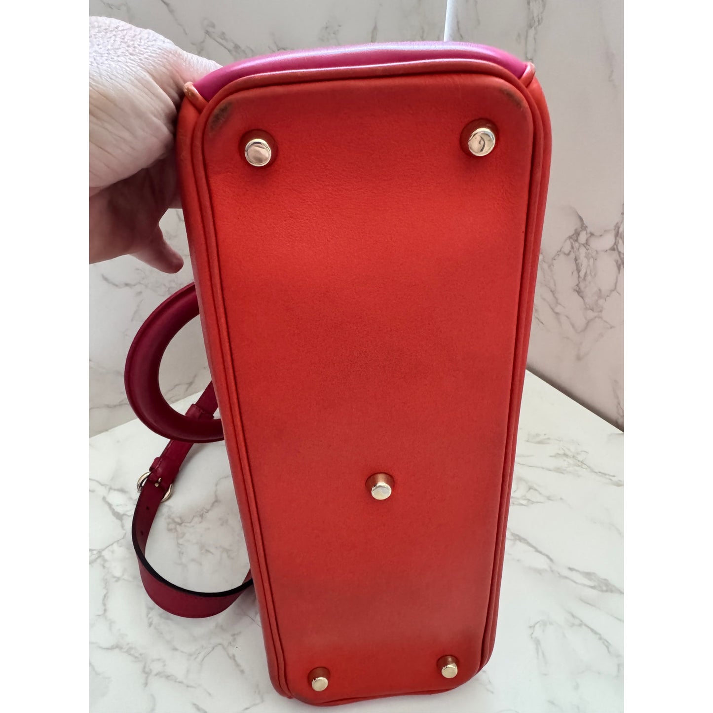 Christian Dior Diorissimo Tote Bag with Shoulder Strap Orange/Pink
