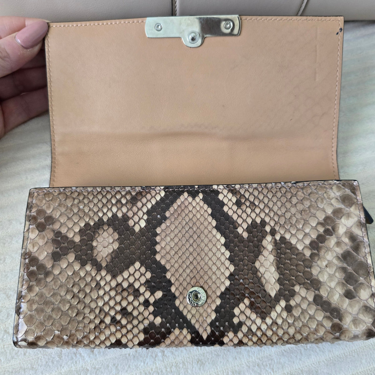 Gucci Beige Leather & Python Lady Bamboo Set + COA/Dust Bag. Like new condition