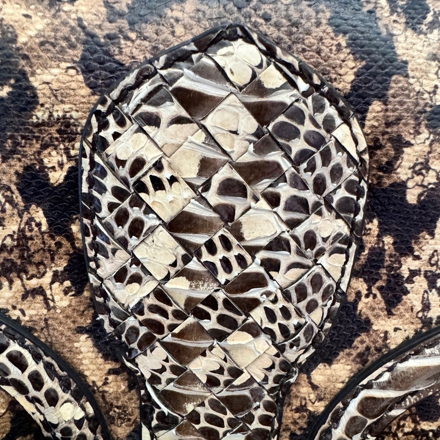 Bottega Veneta Snake Leather Shoulder Bag in Brown and Tan