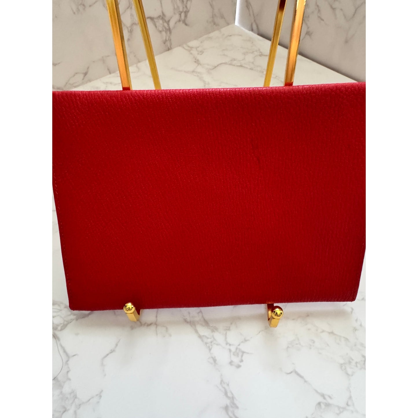 Hermès Envelope GM Leather Pouch Flat Clutch Bag Red