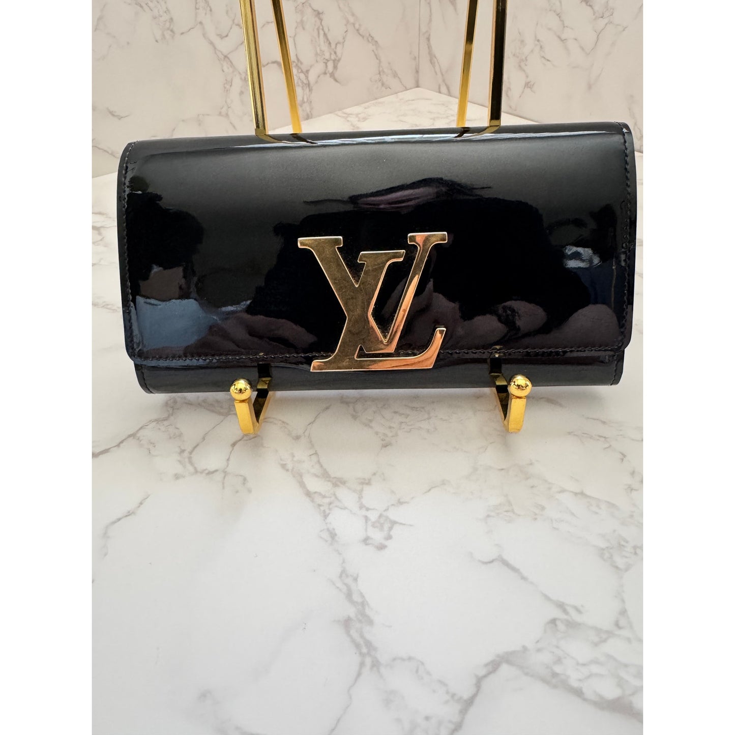 Louise Vuitton Louise Clutch in Black Vernis Patent Leather
