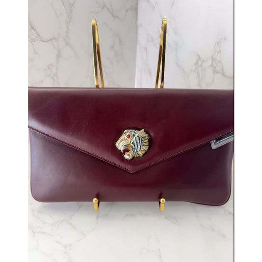 Gucci Rajah Burgundy Leather Clutch