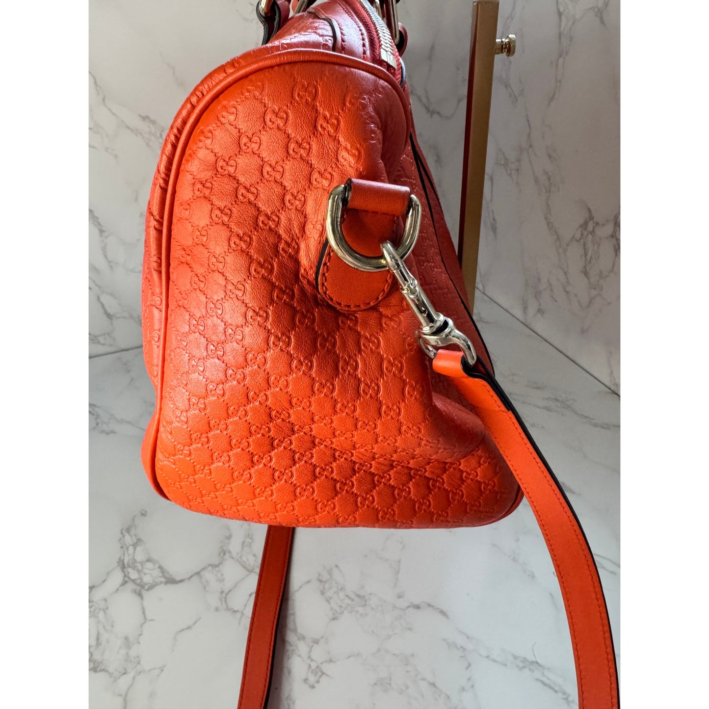 Gucci Microguccissima Boston Bag Orange Medium Size