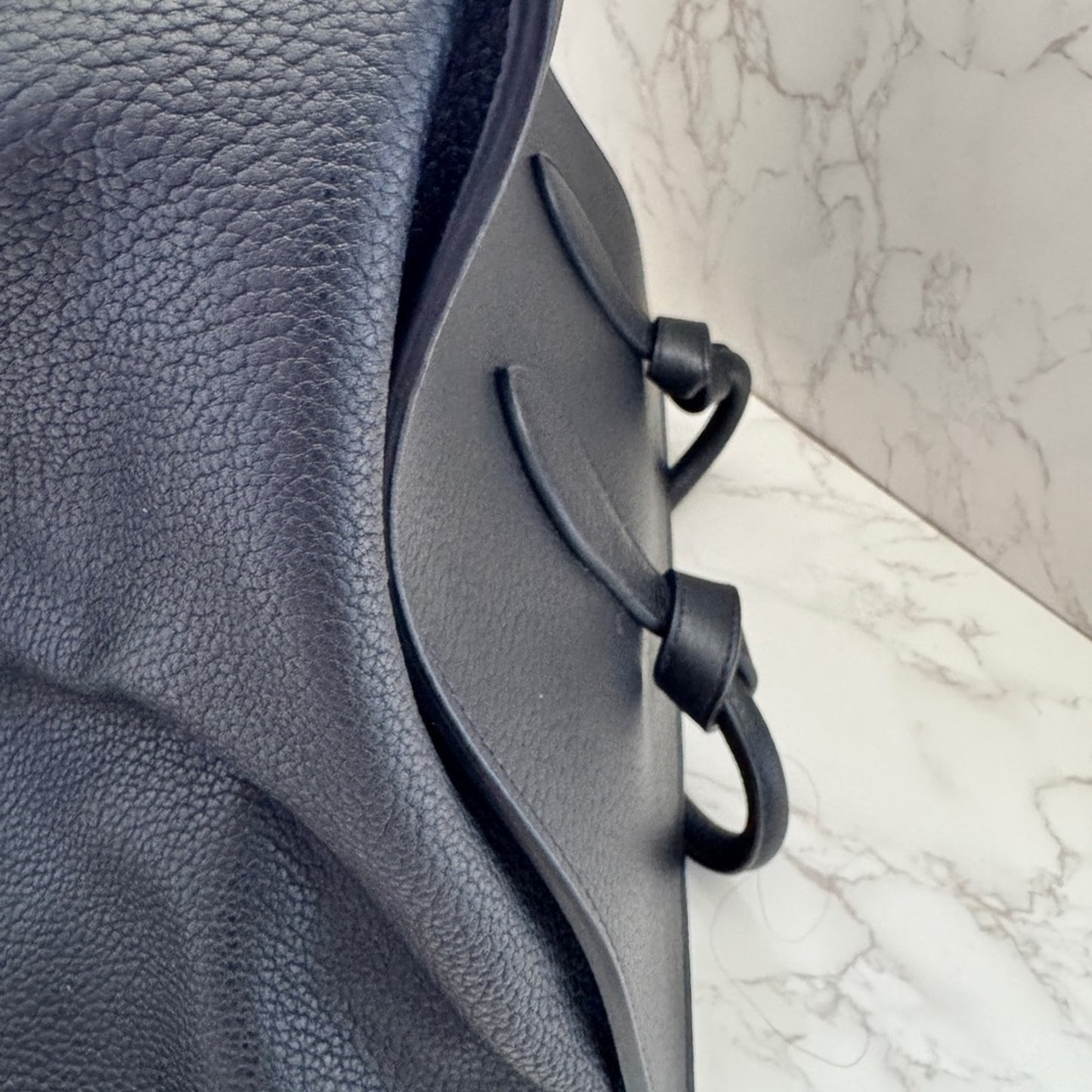 Authentic Celine Black Leather Tie Knot Tote
