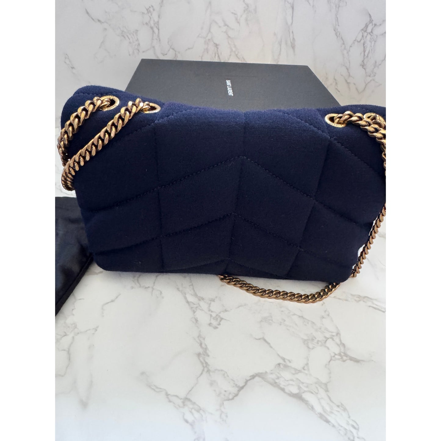 YSL Monogram Loulou Quilted Chain Bag in Navy