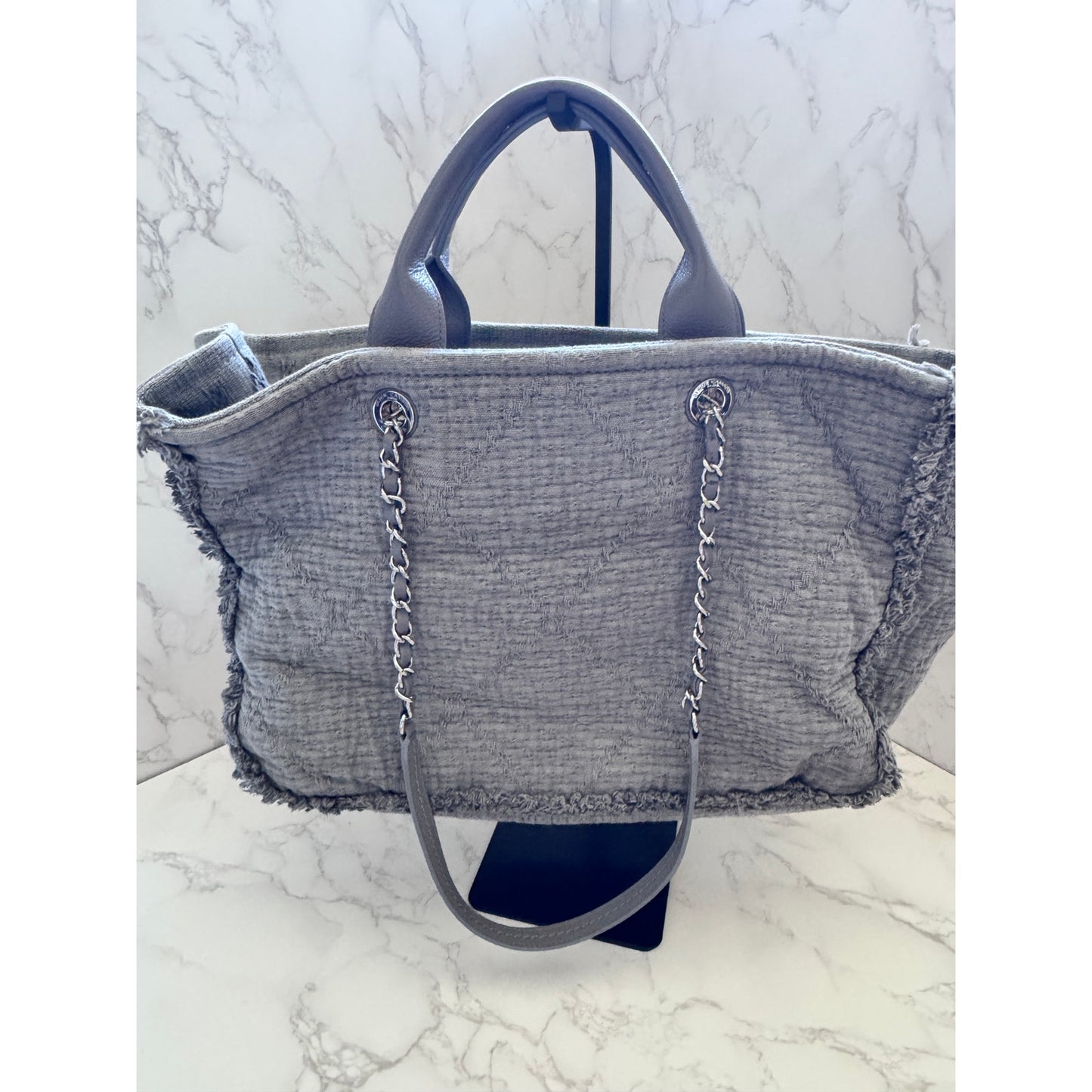 Chanel Deauville Tote in Quilted Canvas & Fringe