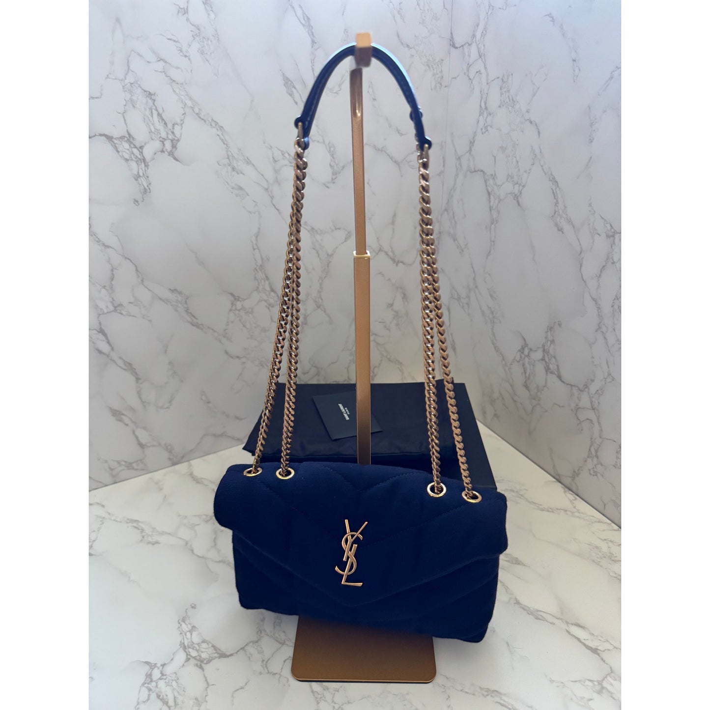 YSL Monogram Loulou Quilted Chain Bag in Navy