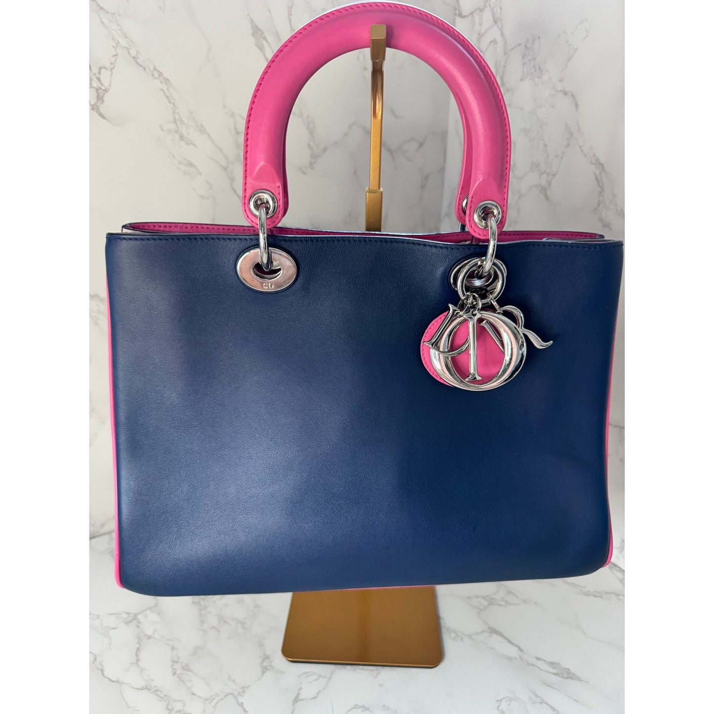 Christian Dior Diorissimo Bag with Strap Blue/Pink