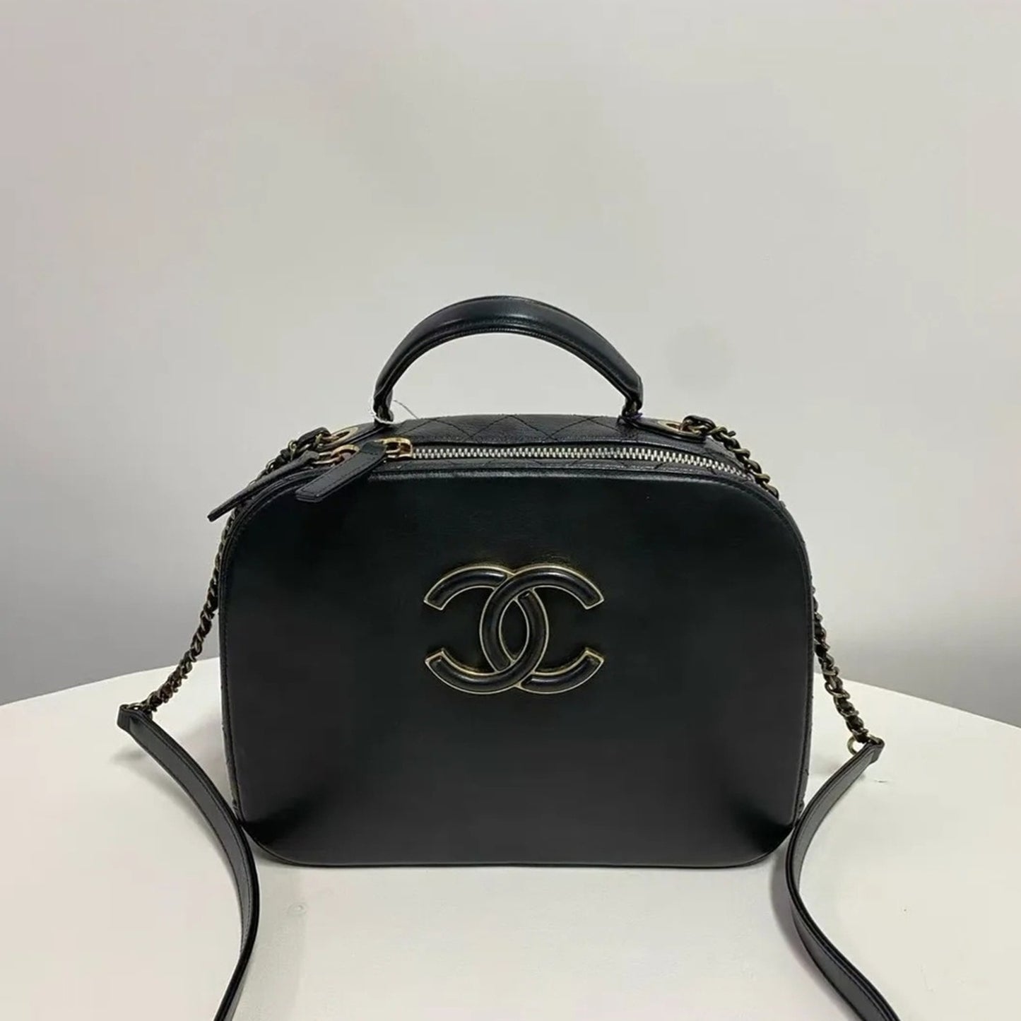 Chanel Coco Curve Vanity Case in Black with Gold Accents