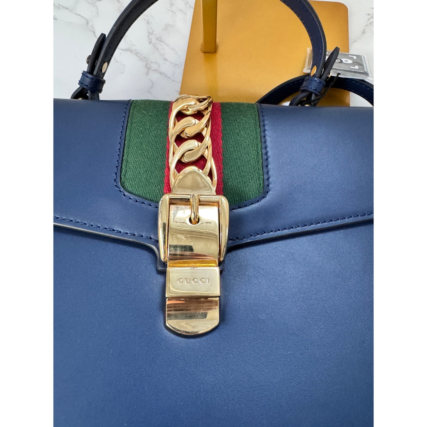 Gucci Sylvie Top Handle in Navy