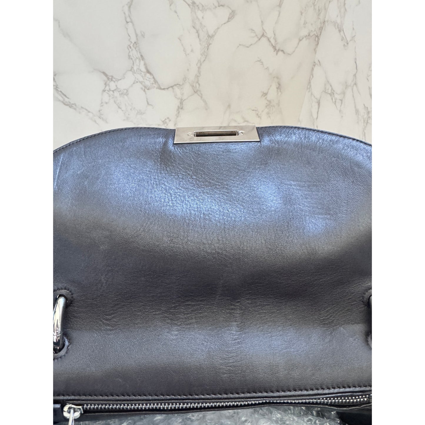 Salvatore Ferragamo Blue Suede and Exotic Python Top Handle Sophia Bag