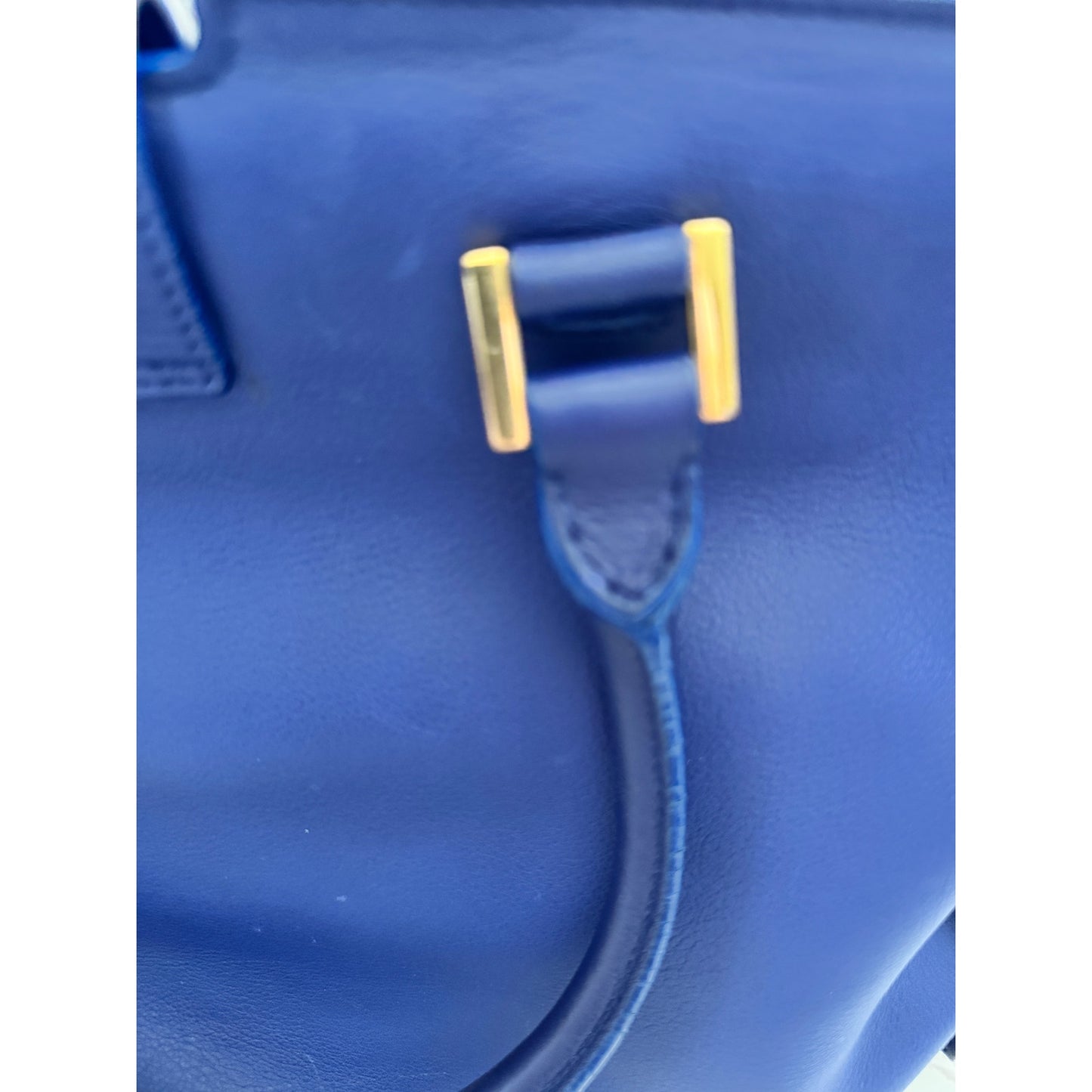 YSL Saint Laurent Classic Y Cabas Chyc Satchel  Blue Leather