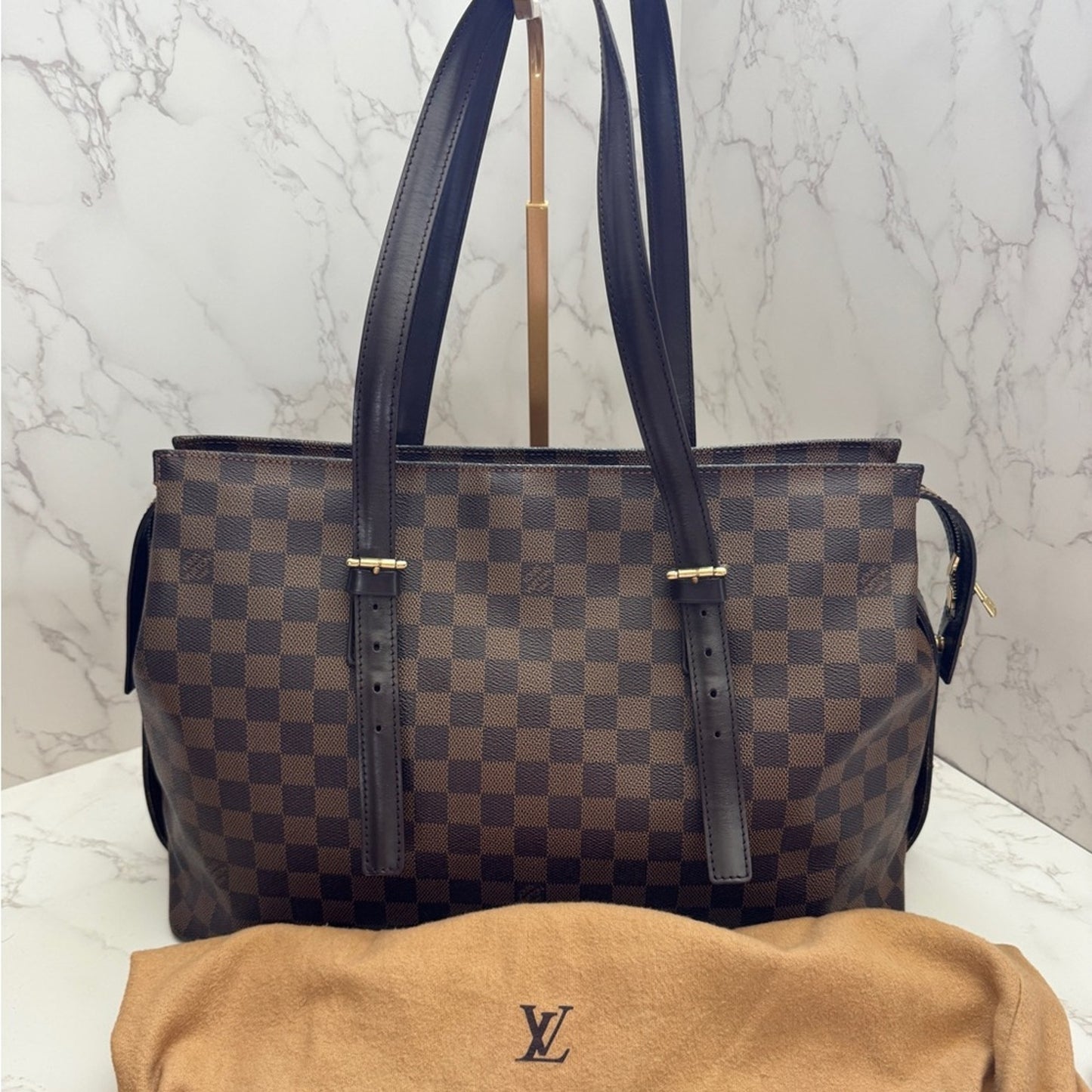 Louis Vuitton Damier Ebene Chelsea Tote Shoulder Bag