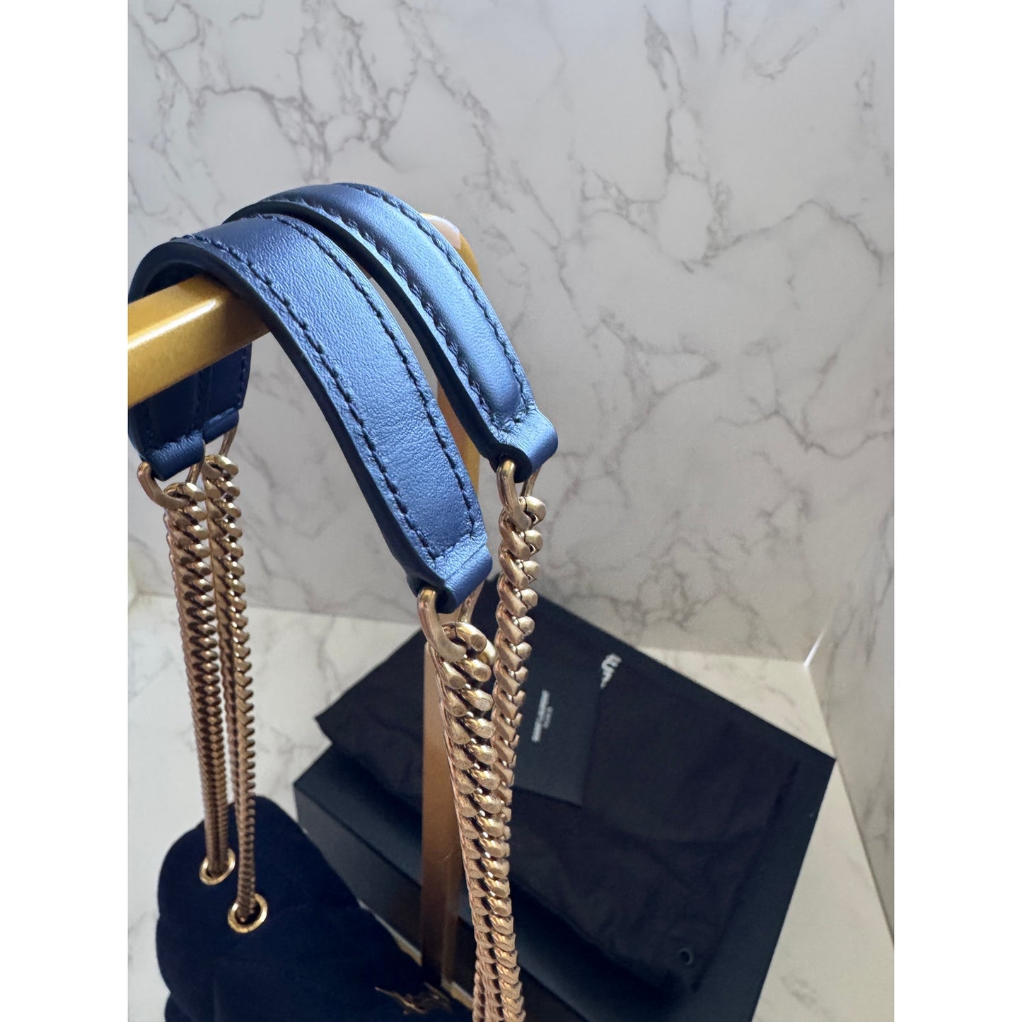 YSL Monogram Loulou Quilted Chain Bag in Navy