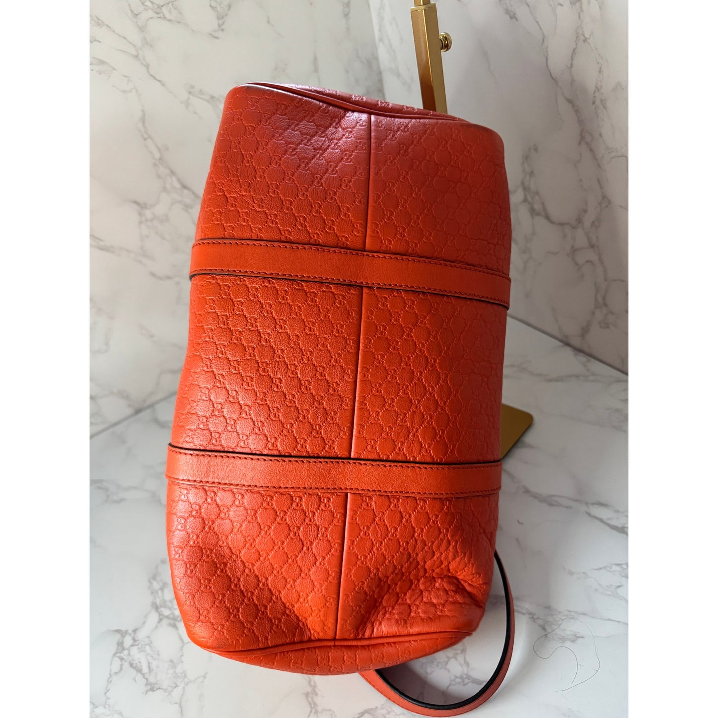 Gucci Microguccissima Boston Bag Orange Medium Size