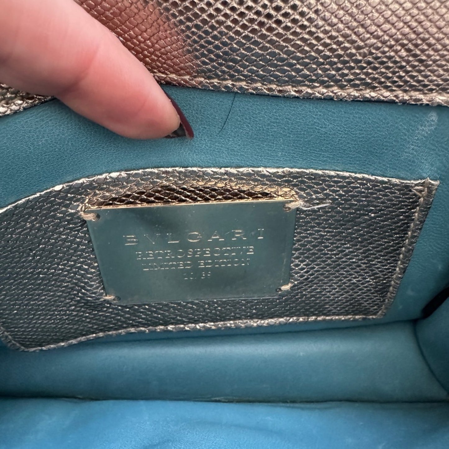 Bvlgari Serpenti Limited Edition Forever Bag in Metallic Leather.